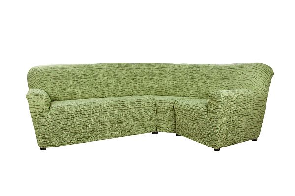 Еврочехол Чехол на классический угловой диван "Тела" Ридже зеленый
